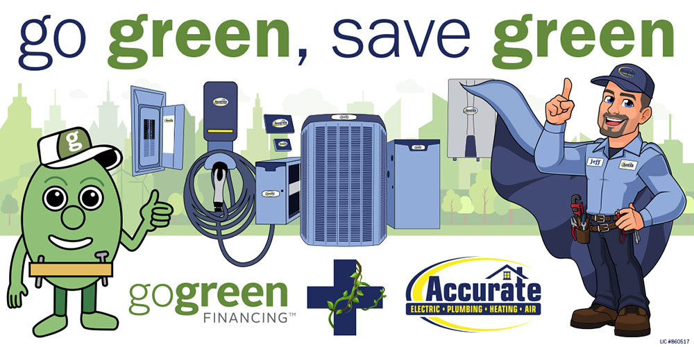 Cartoon Advertisement for Go Green Financing - Call for Details.